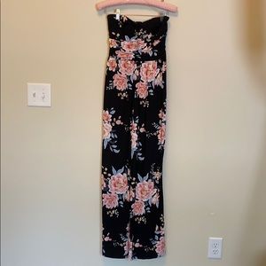 Flower Pants Romper with Pockets - XS